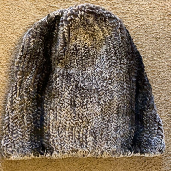 Glamourpuss 100% Real Rabbit Fur Infinity Head Scarf Hood Hat Gray and Black - Picture 7 of 8